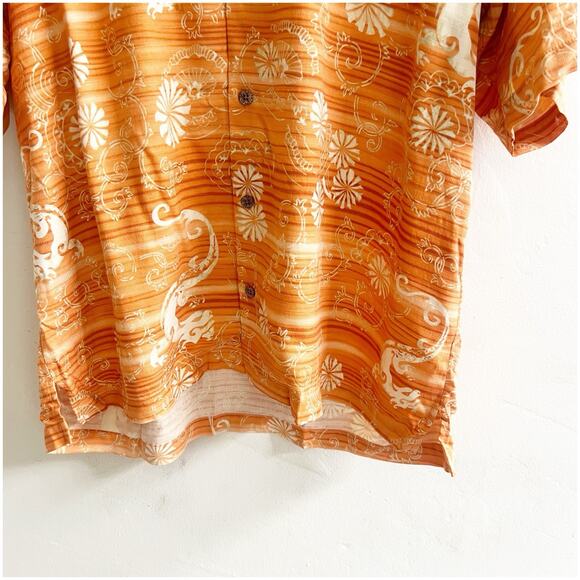 Tommy Bahama 100% Silk Shirt Dragons Asian Print Size Large Cabana - Picture 8 of 10